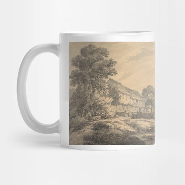 Farmhouse and Buildings by a Stream by Thomas Hearne by Classic Art Stall